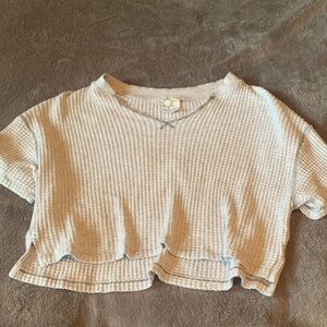 Aerie Light Cream Waffle Knit Crop Top